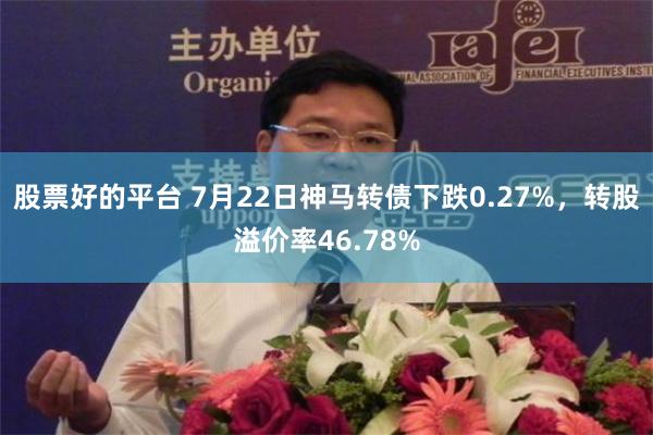 股票好的平台 7月22日神马转债下跌0.27%，转股溢价率46.78%