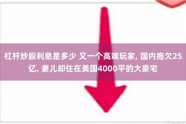 杠杆炒股利息是多少 又一个高端玩家, 国内拖欠25亿, 妻儿却住在美国4000平的大豪宅