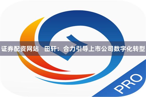 证券配资网站   田轩：合力引导上市公司数字化转型